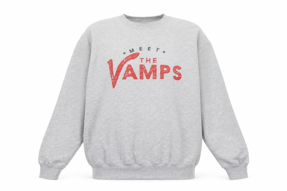 d&hclothinguk Men's Grey Meet The Vamps Graphic Pullover Sweatshirt L