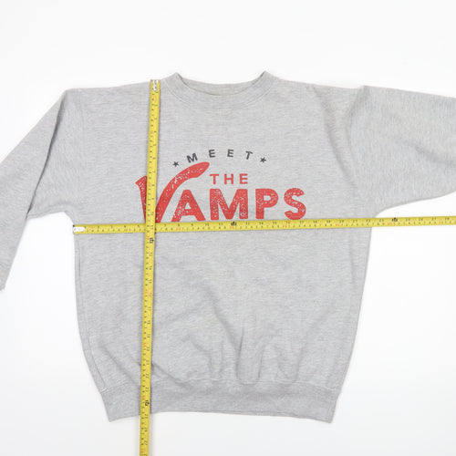 d&hclothinguk Men's Grey Meet The Vamps Graphic Pullover Sweatshirt L