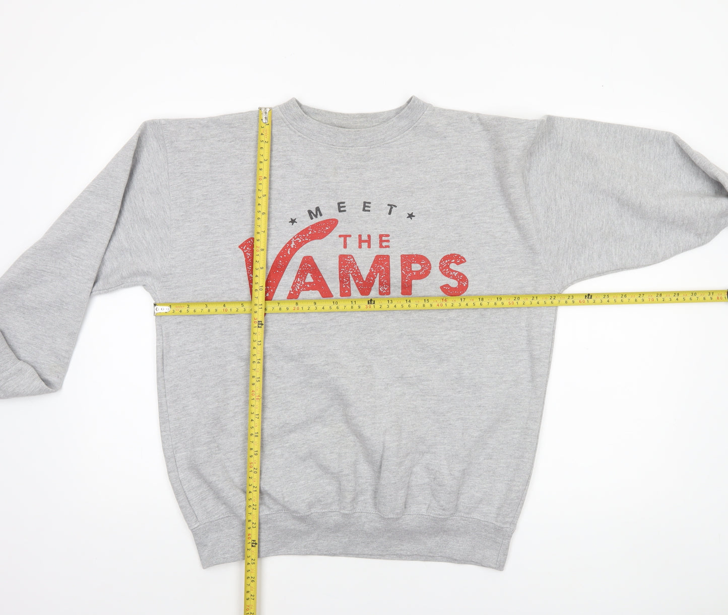 d&hclothinguk Men's Grey Meet The Vamps Graphic Pullover Sweatshirt L