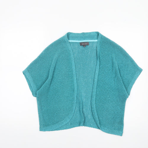 Marks and Spencer Per Una Womens Blue Short Sleeve Open-Knit Shrug Size 18