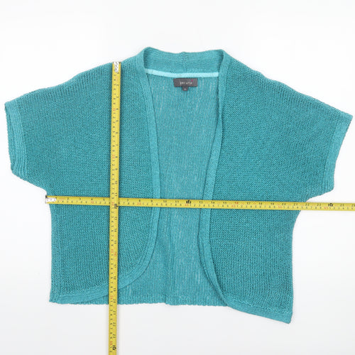 Marks and Spencer Per Una Womens Blue Short Sleeve Open-Knit Shrug Size 18