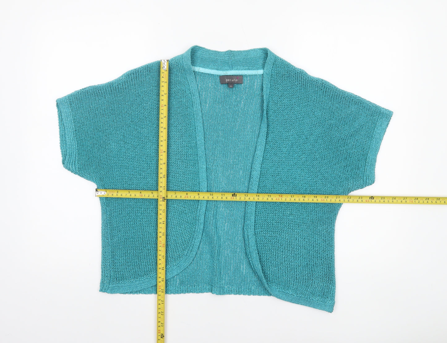 Marks and Spencer Per Una Womens Blue Short Sleeve Open-Knit Shrug Size 18