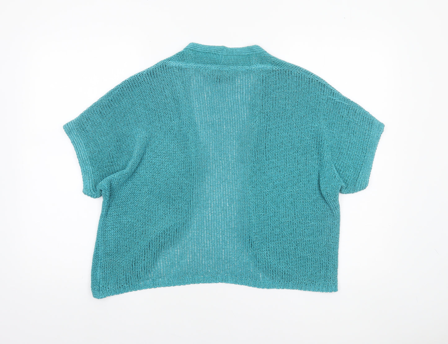 Marks and Spencer Per Una Womens Blue Short Sleeve Open-Knit Shrug Size 18