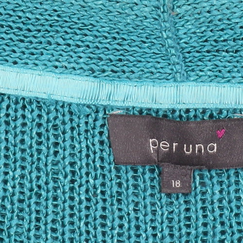 Marks and Spencer Per Una Womens Blue Short Sleeve Open-Knit Shrug Size 18