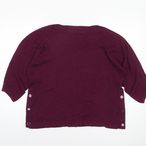 Marks and Spencer Women’s Purple XL Pullover Jumper with Button Accents