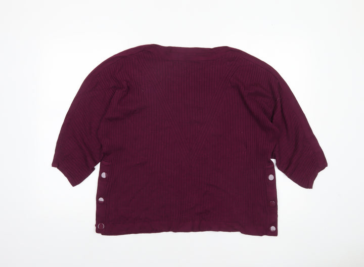 Marks and Spencer Women’s Purple XL Pullover Jumper with Button Accents