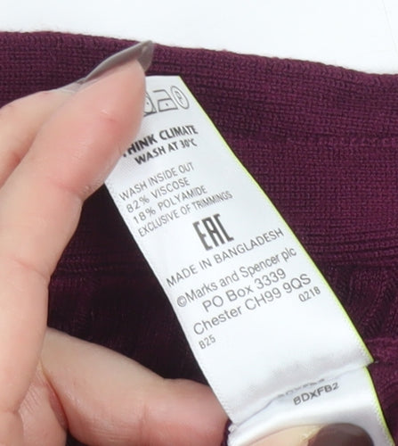 Marks and Spencer Women’s Purple XL Pullover Jumper with Button Accents