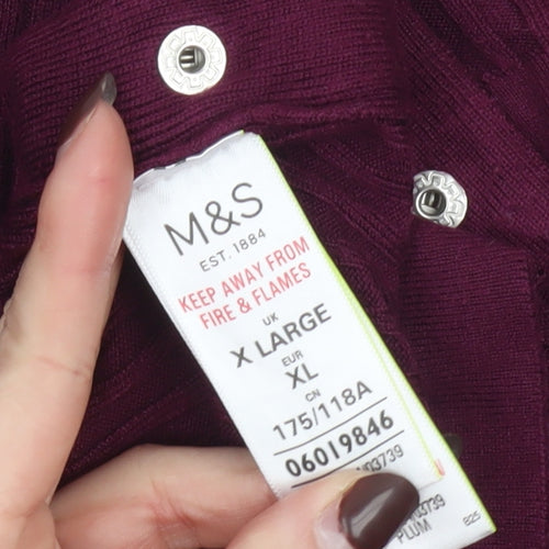 Marks and Spencer Women’s Purple XL Pullover Jumper with Button Accents