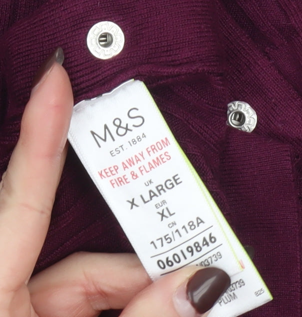 Marks and Spencer Women’s Purple XL Pullover Jumper with Button Accents
