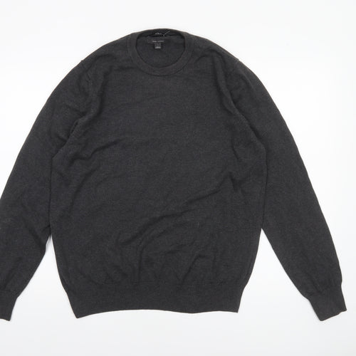 Marks and Spencer Men's Grey Cotton Crew Neck Jumper L Classic Fit