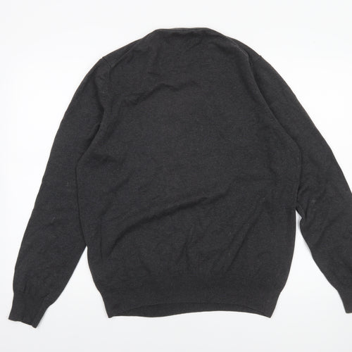 Marks and Spencer Men's Grey Cotton Crew Neck Jumper L Classic Fit