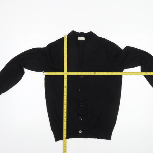 MNG Women’s Black Merino Wool V-Neck Button Cardigan Size 8