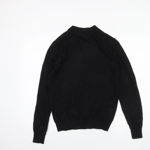 MNG Women’s Black Merino Wool V-Neck Button Cardigan Size 8