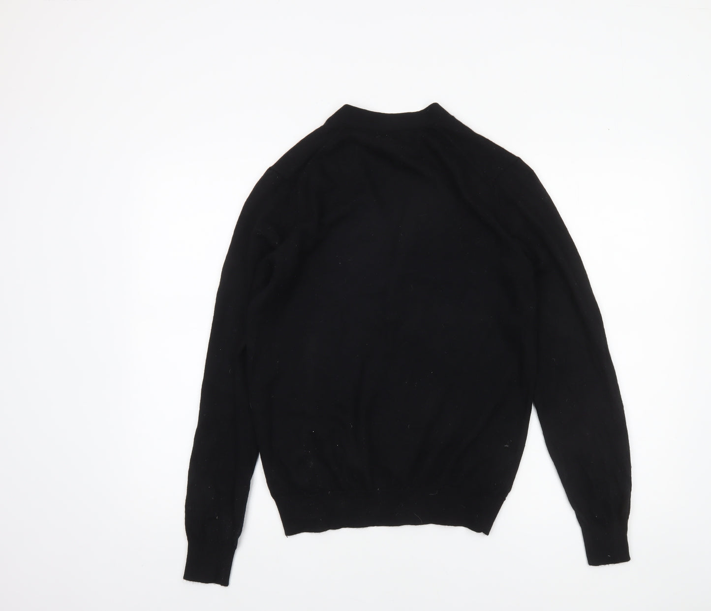 MNG Women’s Black Merino Wool V-Neck Button Cardigan Size 8