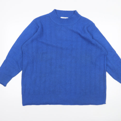 ISLE Women’s Blue Cable-Knit Mock Neck Jumper Size 22-24