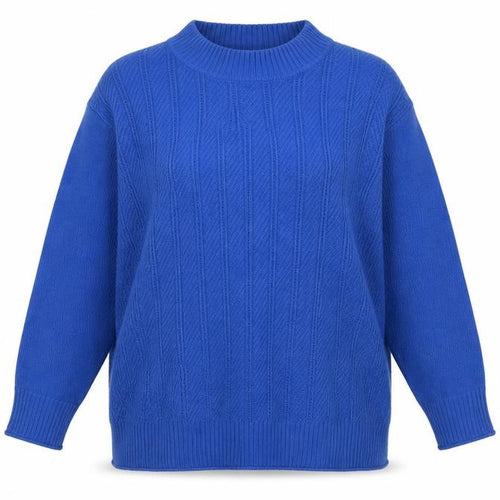 ISLE Women’s Blue Cable-Knit Mock Neck Jumper Size 22-24