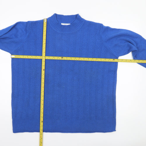 ISLE Women’s Blue Cable-Knit Mock Neck Jumper Size 22-24