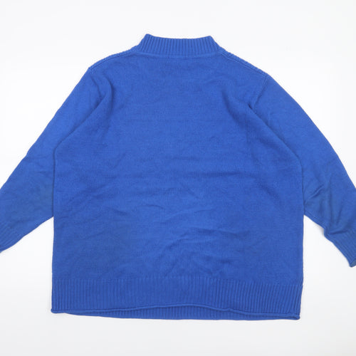 ISLE Women’s Blue Cable-Knit Mock Neck Jumper Size 22-24