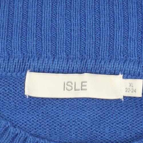ISLE Women’s Blue Cable-Knit Mock Neck Jumper Size 22-24