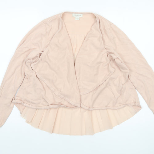 Monsoon Women Beige Size 12 Pleated Back Open Knit Cardigan