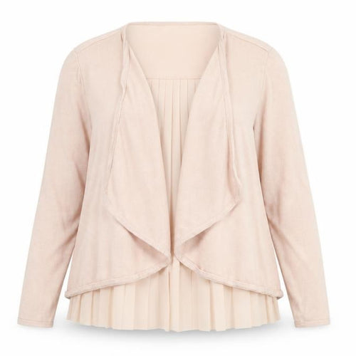 Monsoon Women Beige Size 12 Pleated Back Open Knit Cardigan