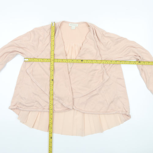 Monsoon Women Beige Size 12 Pleated Back Open Knit Cardigan