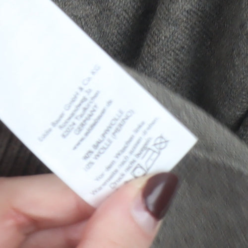 Eddie Bauer Men's Brown Wool V-Neck Jumper Size M Classic Knit