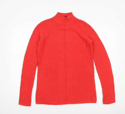 Long Tall Sally Women’s Red XS Mock Neck Chunky Knit Pullover Jumper