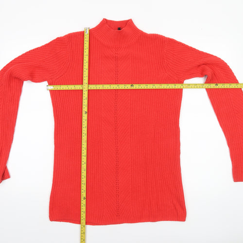 Long Tall Sally Women’s Red XS Mock Neck Chunky Knit Pullover Jumper