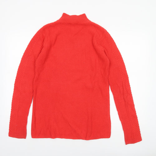 Long Tall Sally Women’s Red XS Mock Neck Chunky Knit Pullover Jumper