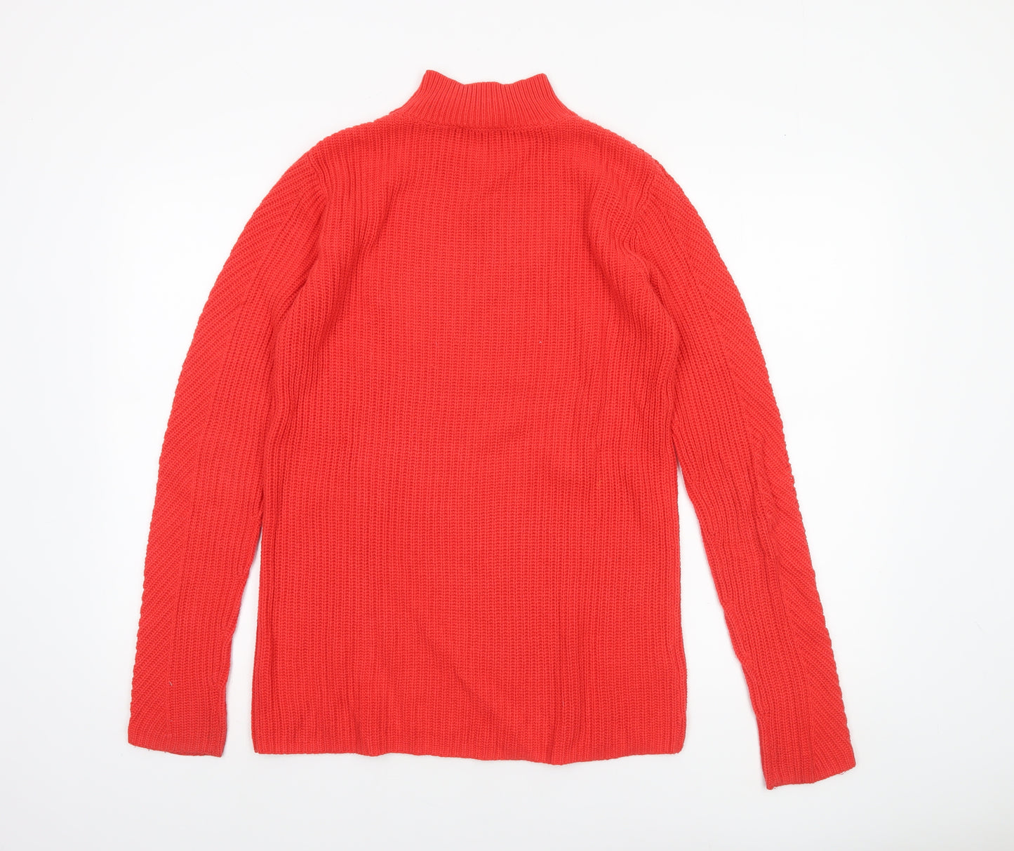 Long Tall Sally Women’s Red XS Mock Neck Chunky Knit Pullover Jumper