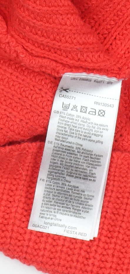 Long Tall Sally Women’s Red XS Mock Neck Chunky Knit Pullover Jumper
