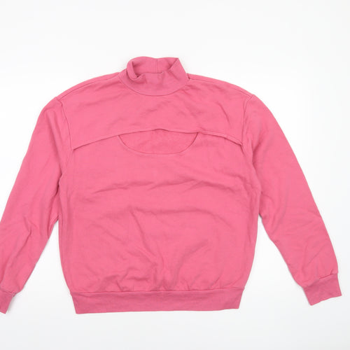 t.la Women Pink Medium Pullover Sweatshirt with Cut-Out Detail