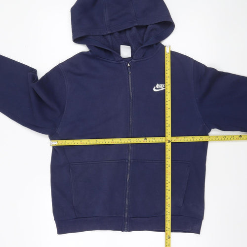 Nike Boys Navy Full Zip Hoodie XL 158-170cm Fleece Cotton Blend