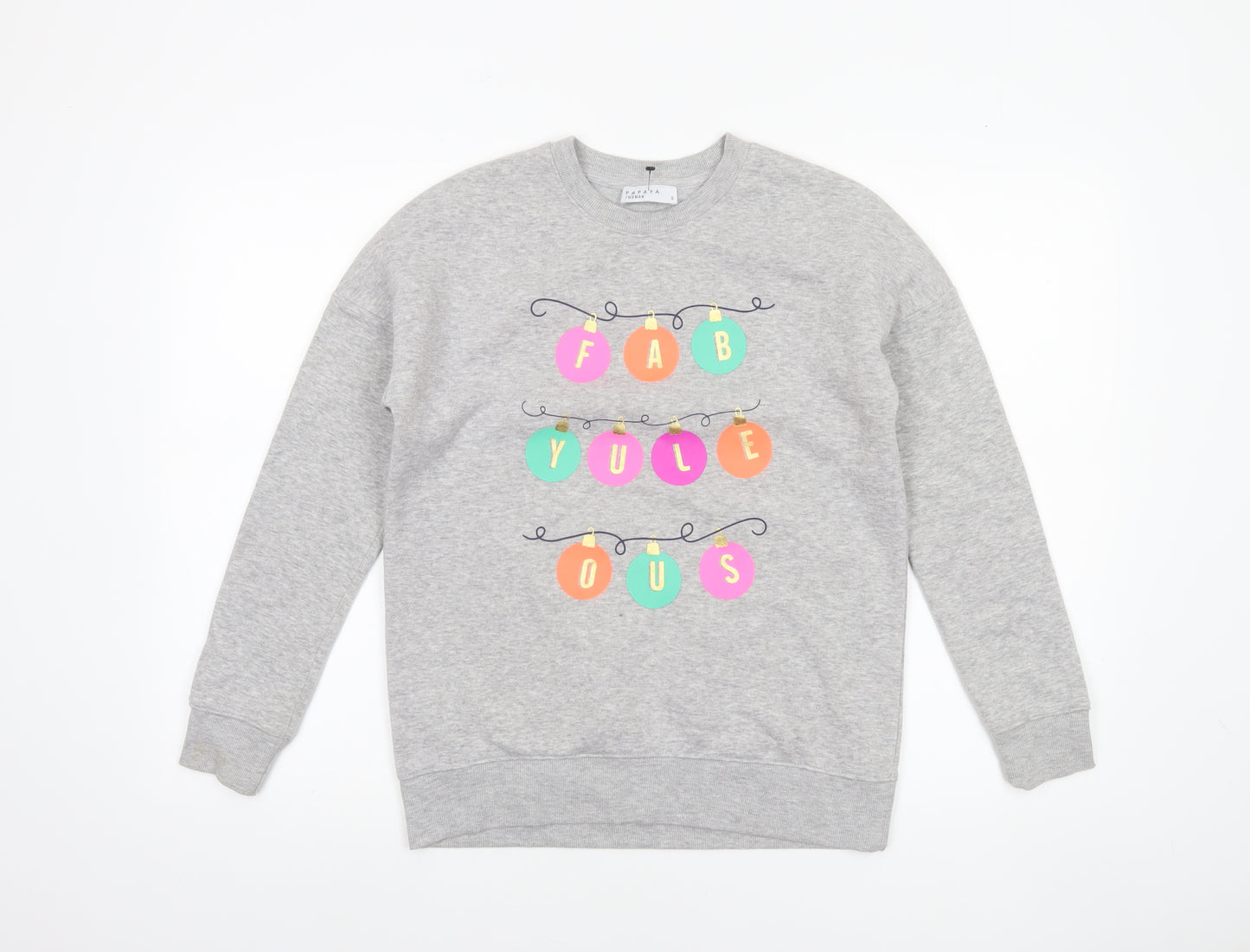 Papaya Woman Grey Christmas 'Fab-Yule-Ous' Graphic Sweatshirt Small