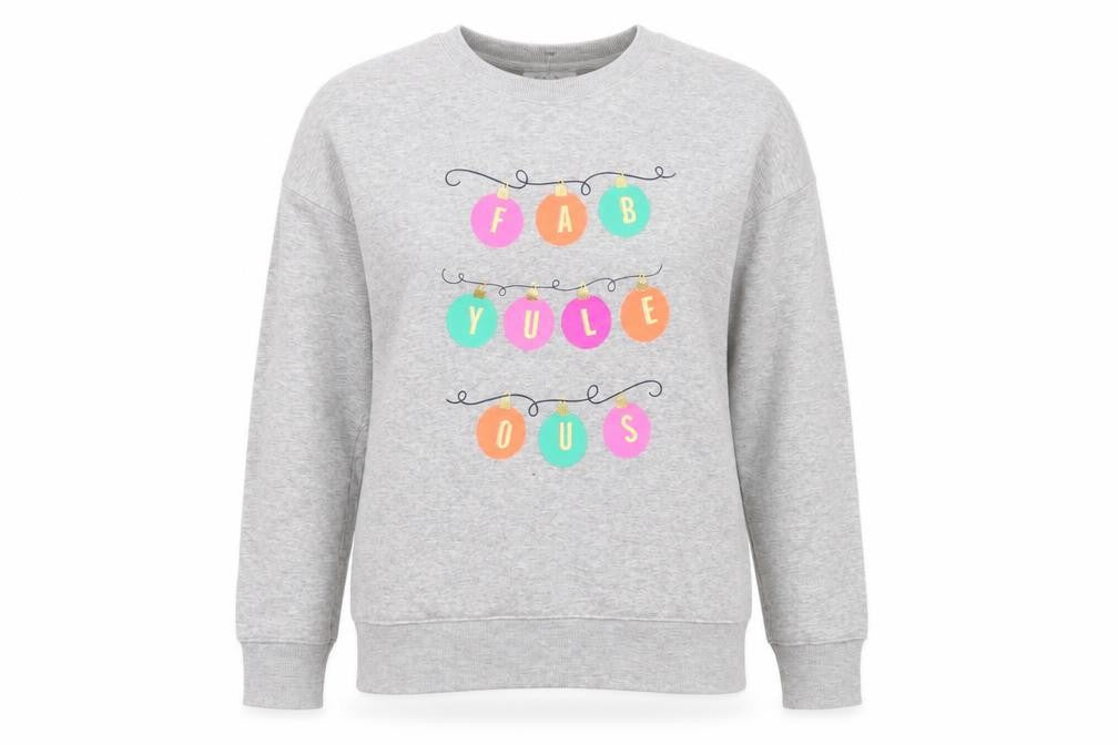 Papaya Woman Grey Christmas 'Fab-Yule-Ous' Graphic Sweatshirt Small
