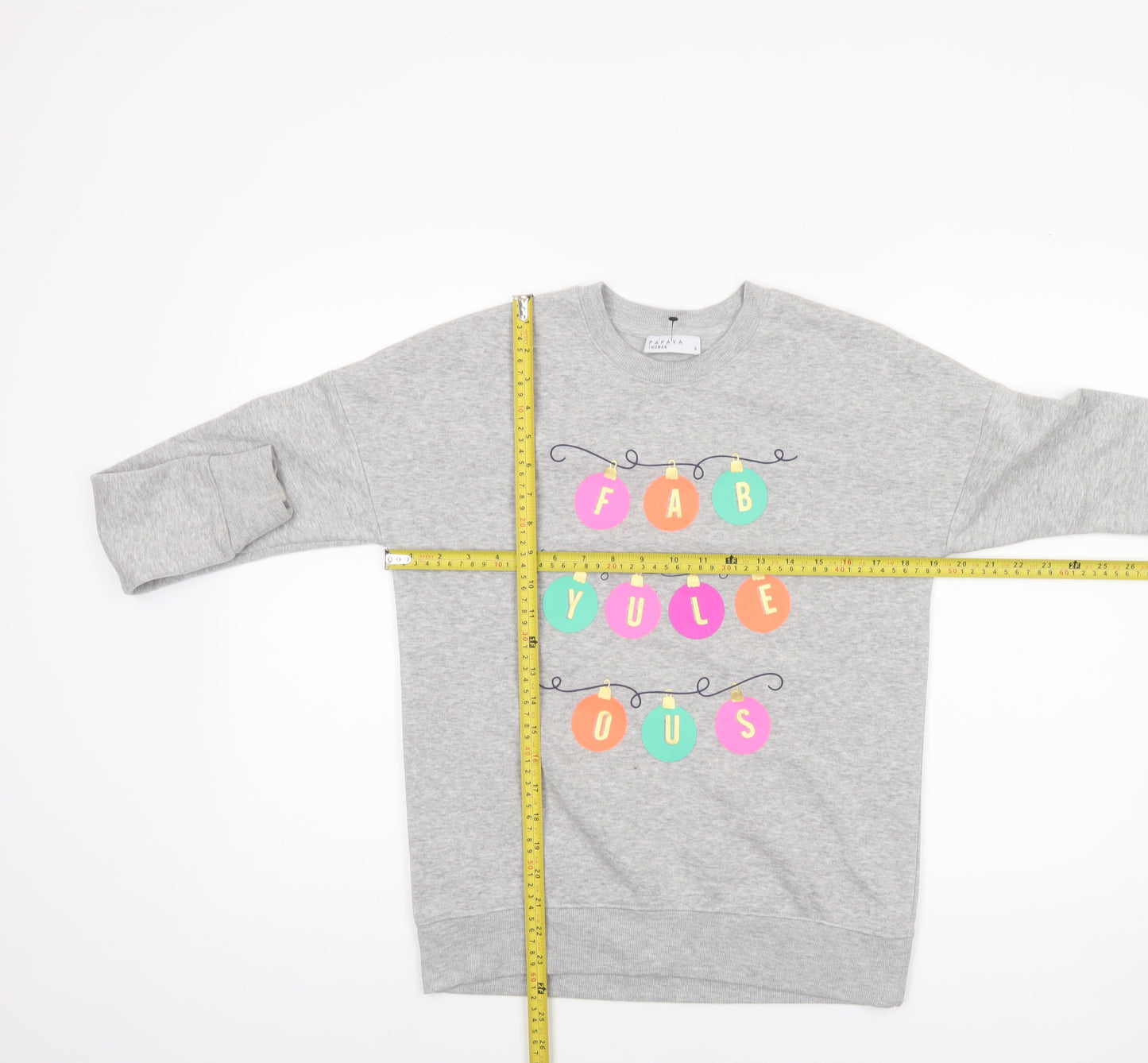 Papaya Woman Grey Christmas 'Fab-Yule-Ous' Graphic Sweatshirt Small