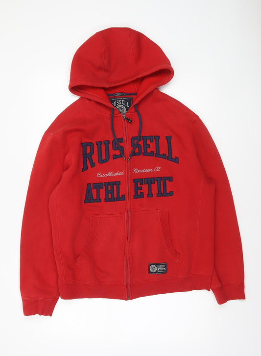 Russell Athletic Men's Red Full Zip Hoodie Size L Sports Fleece