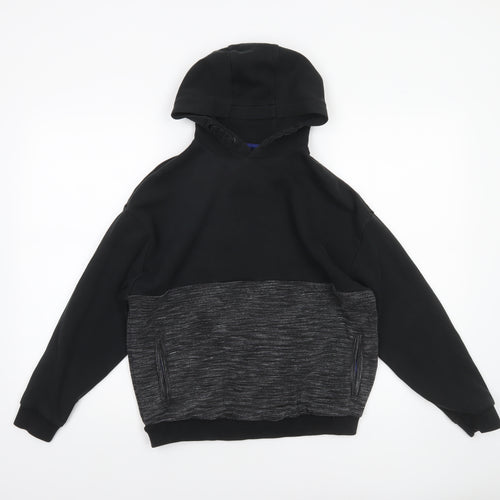 Marks and Spencer Boys Black Pullover Hoodie 12-13 Years Cotton Blend