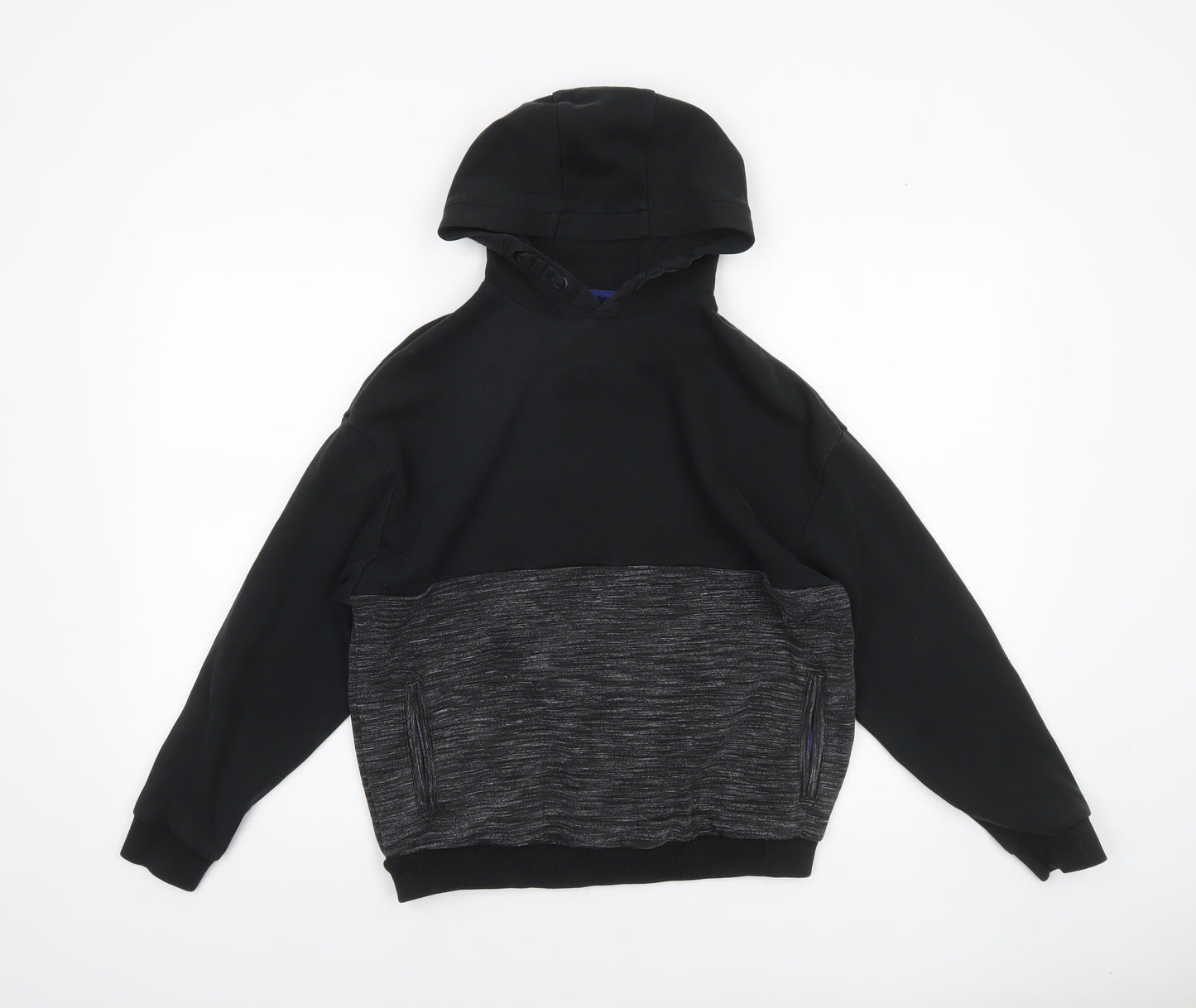 Marks and Spencer Boys Black Pullover Hoodie 12-13 Years Cotton Blend
