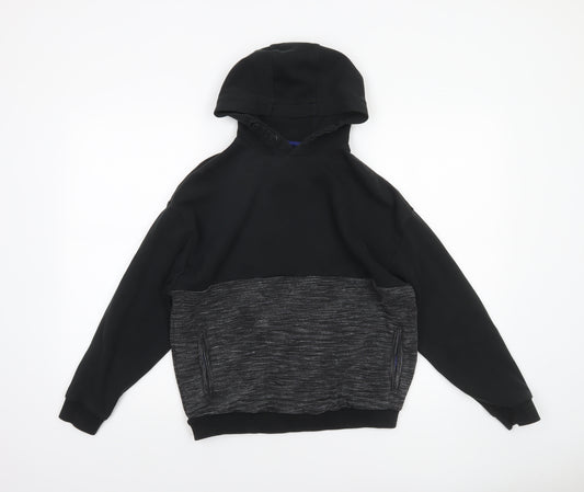 Marks and Spencer Boys Black Pullover Hoodie 12-13 Years Cotton Blend