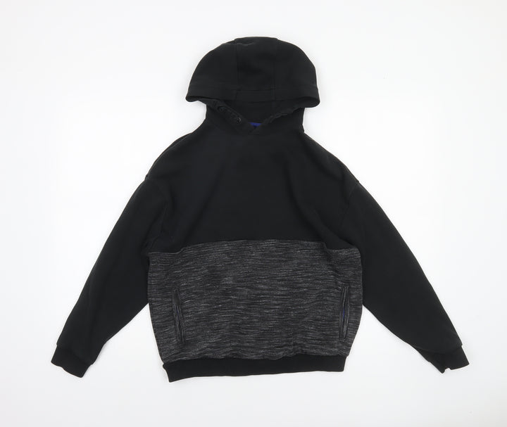Marks and Spencer Boys Black Pullover Hoodie 12-13 Years Cotton Blend