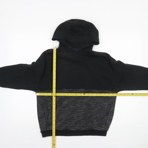 Marks and Spencer Boys Black Pullover Hoodie 12-13 Years Cotton Blend