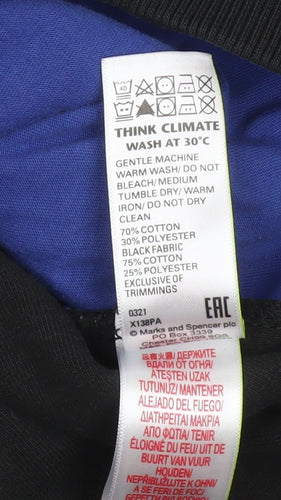 Marks and Spencer Boys Black Pullover Hoodie 12-13 Years Cotton Blend