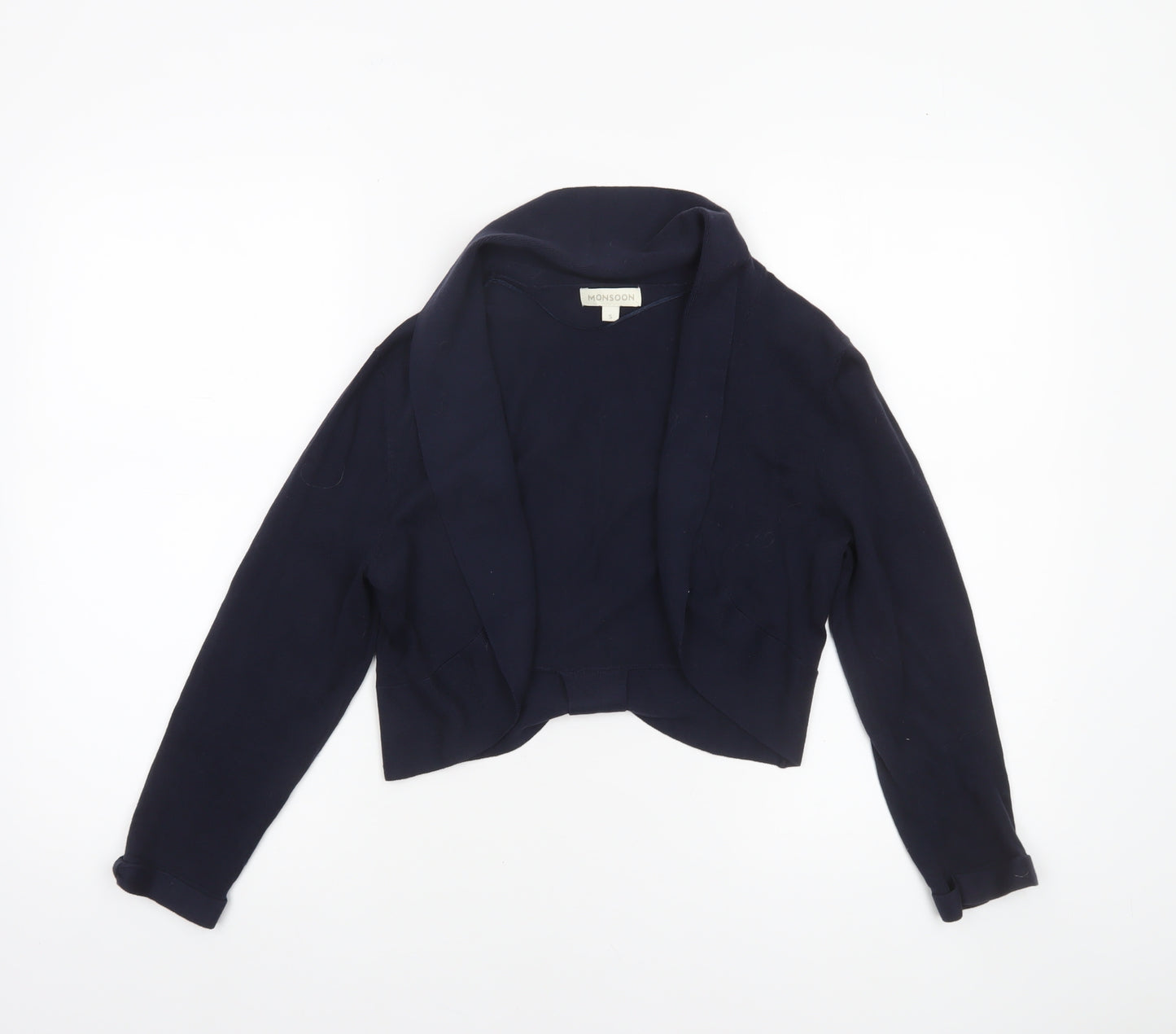Monsoon Women Blue Small Knit Cardigan Long Sleeve Open Front