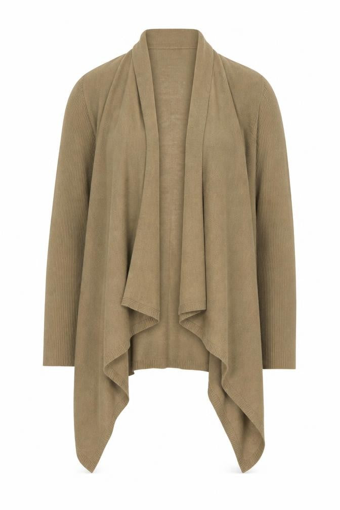 Front view of Fenn Wright Manson Women’s Beige Wool Cashmere Cardigan, size UK 12