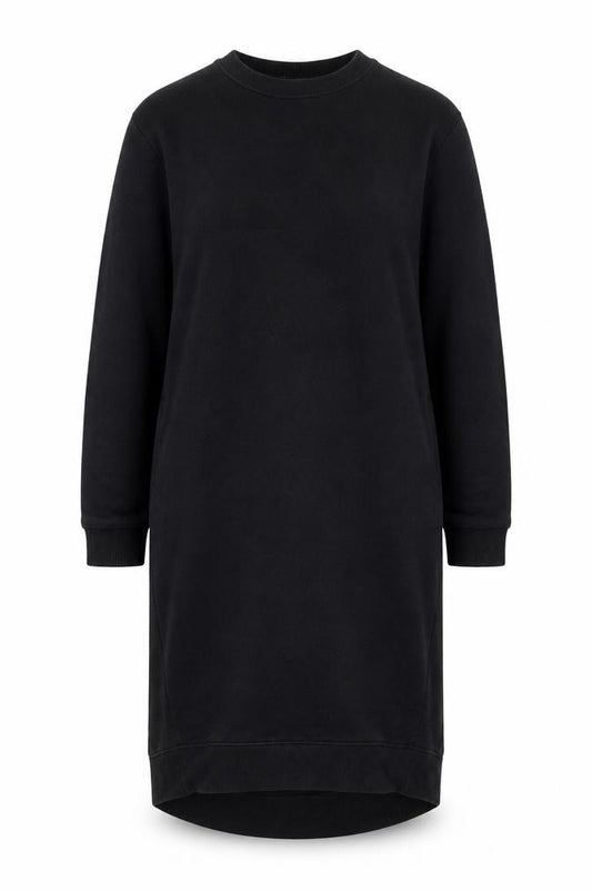 Front view of Zara Women's Black Cotton Long Sleeve T-Shirt Dress, size S