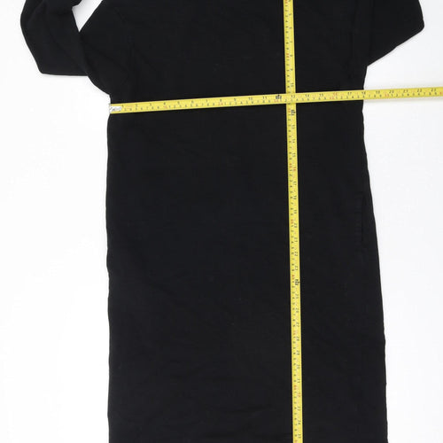 Zara Women's Black Cotton Long Sleeve T-Shirt Dress Size S