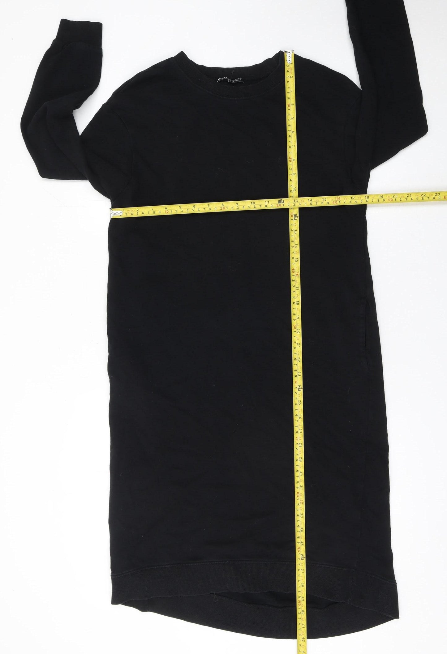 Zara Women's Black Cotton Long Sleeve T-Shirt Dress Size S