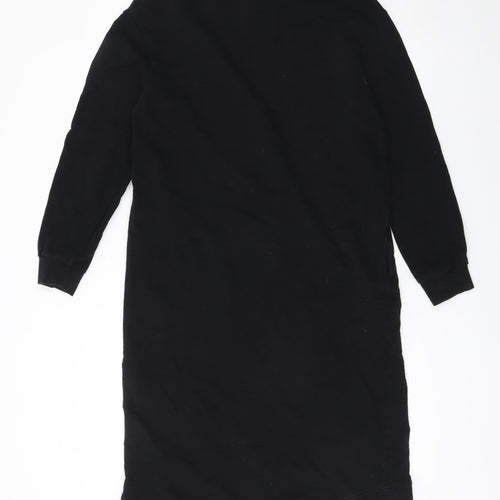 Zara Women's Black Cotton Long Sleeve T-Shirt Dress Size S